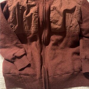 Orvis Men's Rust Zip-Up Sweater 100% wool